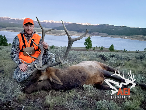 A great first Colorado bull elk for Justin in an amazing setting